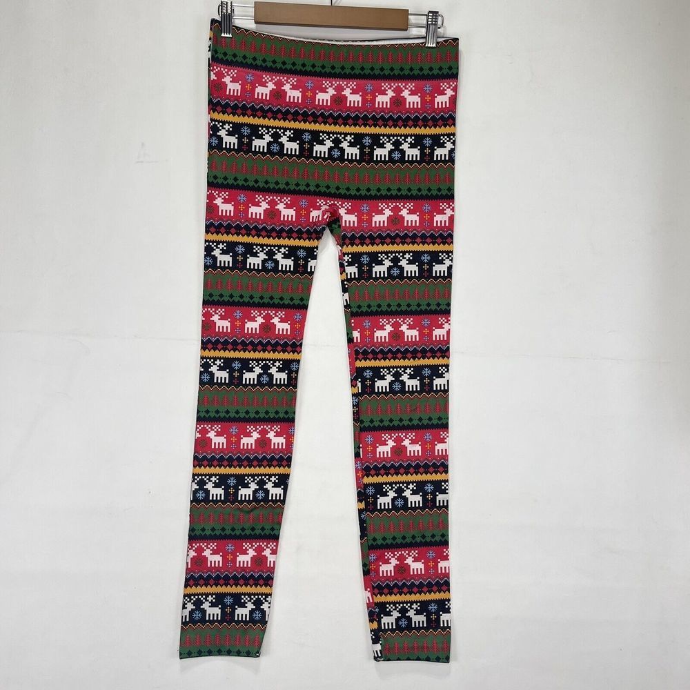 Womens Junior Christmas L/XL Leggings Pants Multicolor